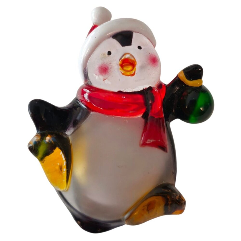 Light Up Penguin Pin Resin Multi-Color Christmas … - image 1
